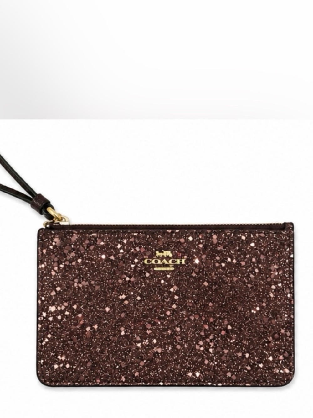 Coach Glitter Wristlet Clutch in Brown and Rose